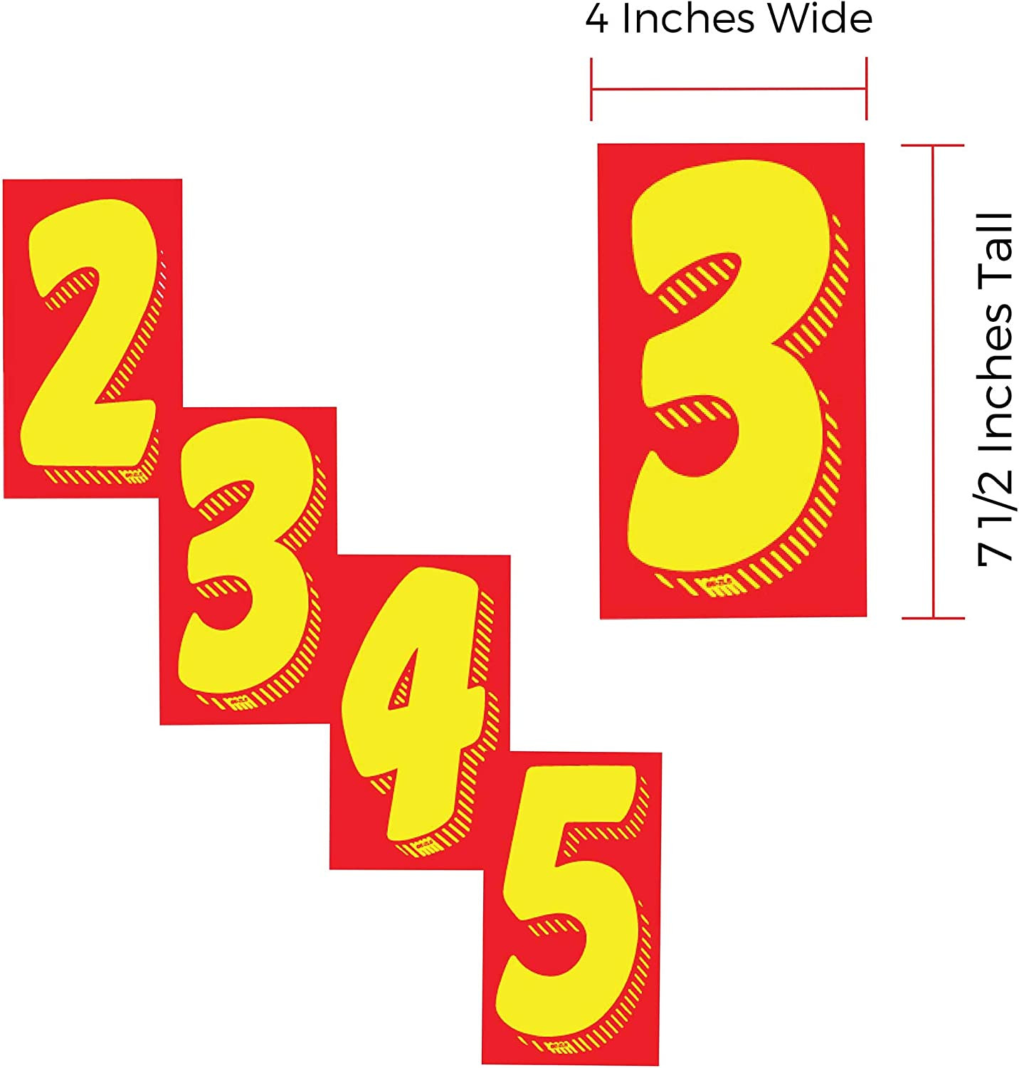 EZ Line Vinyl Decals for Cars Red and Yellow Large Number Stickers Windshield Nu