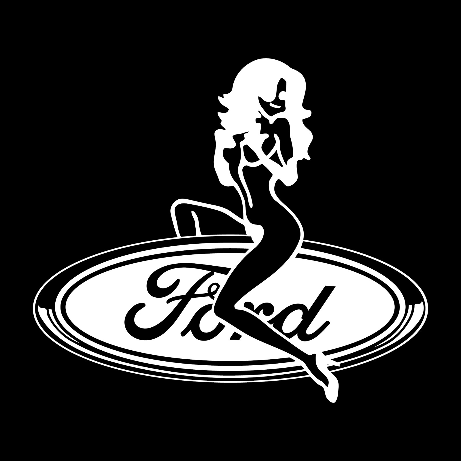 Ford Logo With Sexy Girl Die Cut Decal USA Made Multiple Colors Available 6+yrs