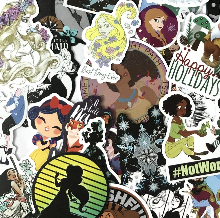 50pc Random Disney Princess Decal Fun Water Bottle Laptop Wall Sticker Pack