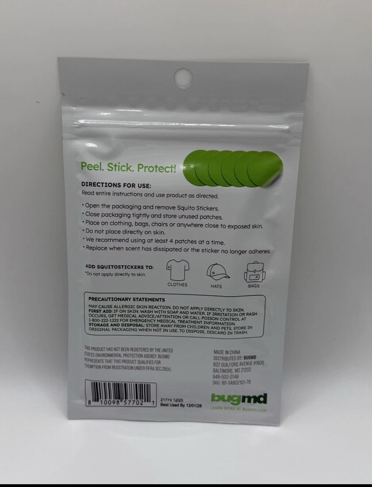 BugMD Plant-Powered Squito Stickers for Kids & Adults – 2 Packs