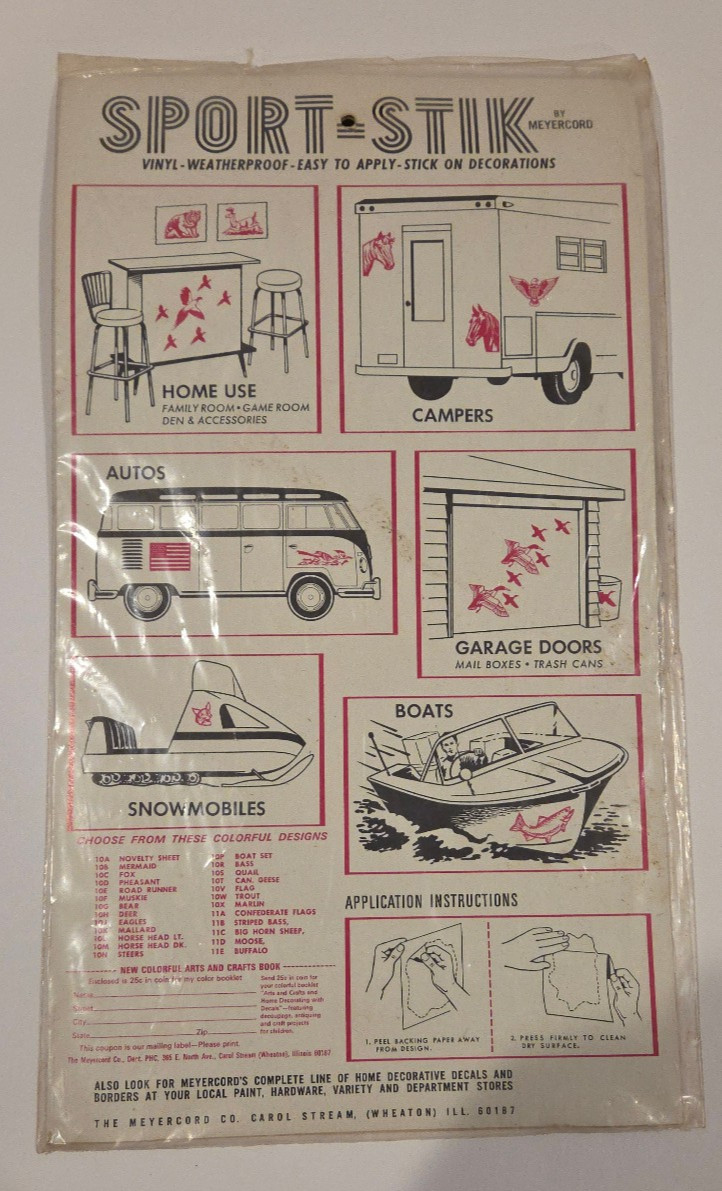 2- Vintage Meyercord SPORT STIK Vinyl Decals Weatherproof 11-CBig Horn Sheep