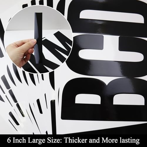 20 Sheets 6 Inch Letter Number Stickers, Self Adhesive Vinyl Capital Black