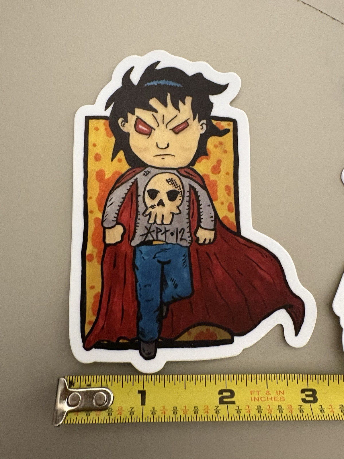 2 Pc – Super Hero Cosplay Kid (4inch Lg Sticker Decal Dishwasher Safe) Comic Art