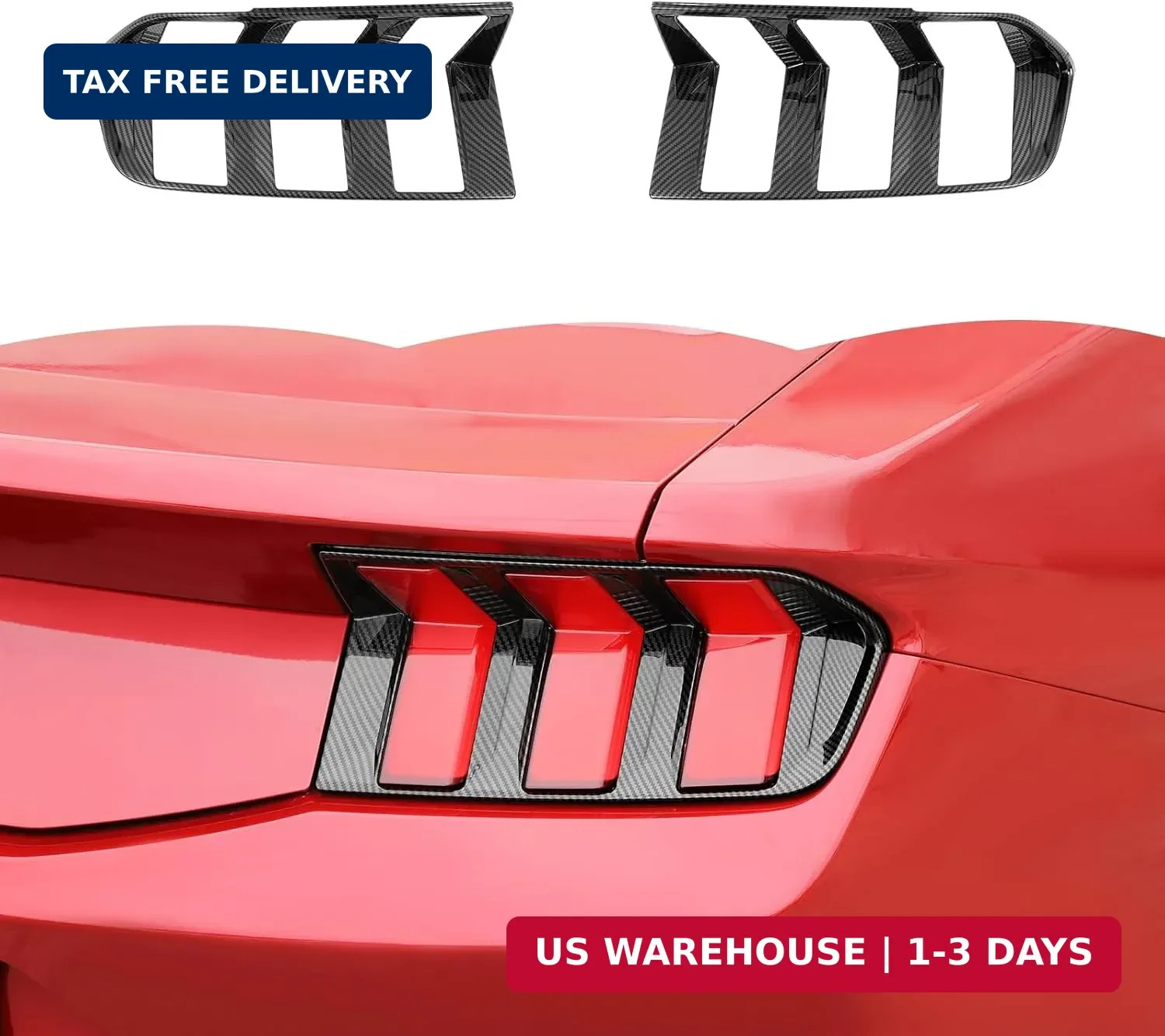 RT-TCZ Carbon Fiber Tail Light Cover for Ford Mustang 2024-2025 Lamp Trim