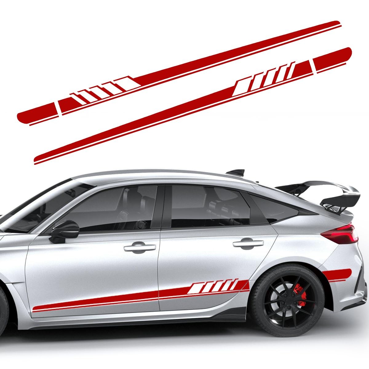 2 PCS Car Side Skirt Decals, 88.58"×4.52" PVC Racing Sports Stickers Waterpro…