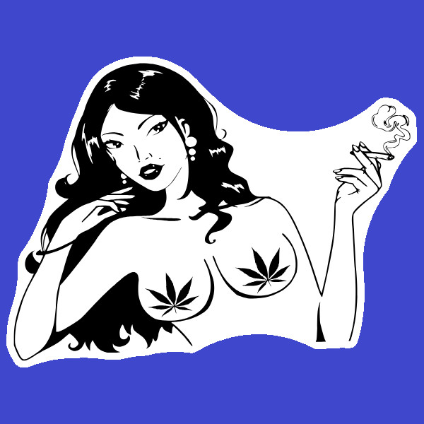 Weed Marijuana Sexy Woman Decal Sticker UV Vinyl Top Layer Ganja Smoke Accessory