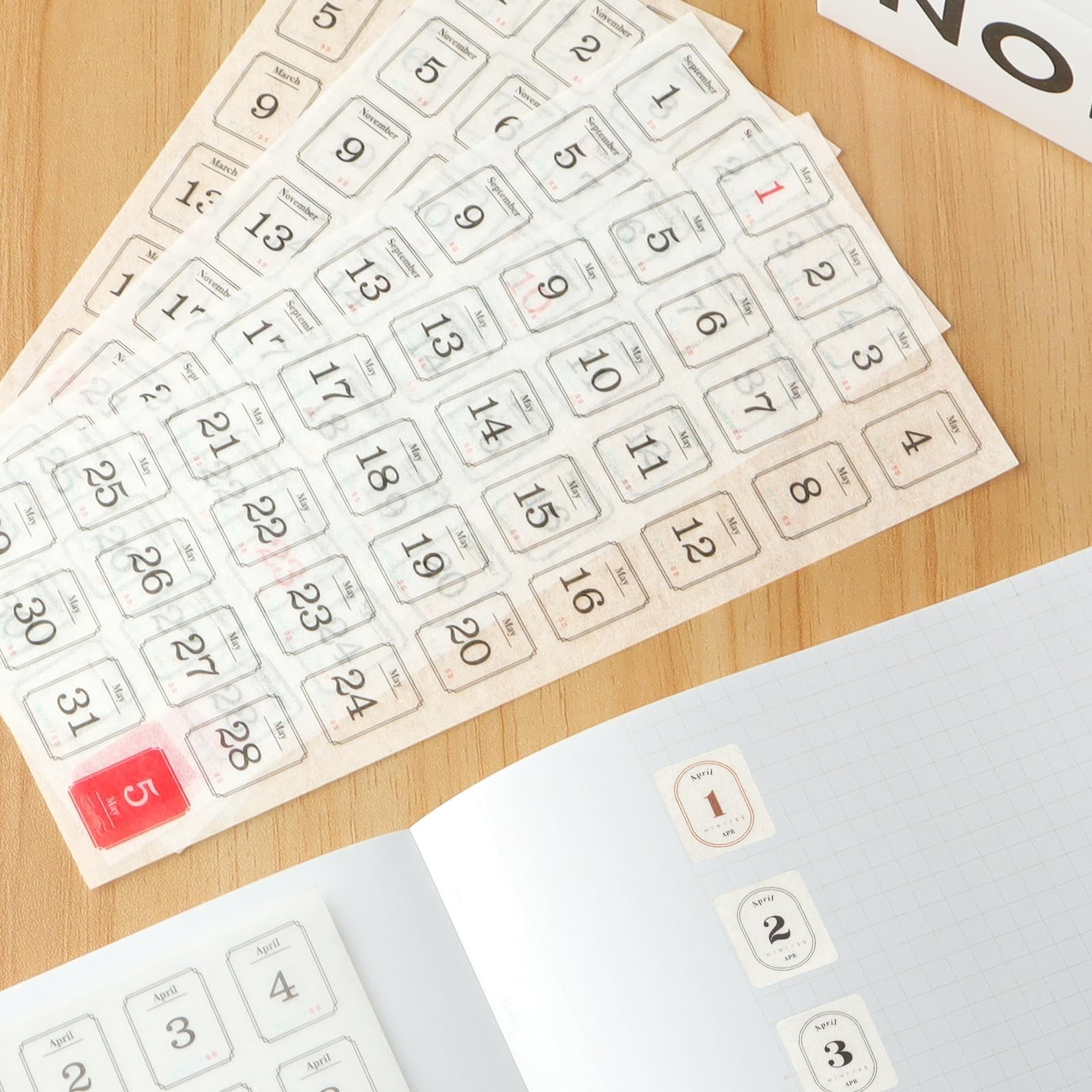12 Monthly Planner Date Sticker Sheets, 365 Daily Planner Number Stickers, De…