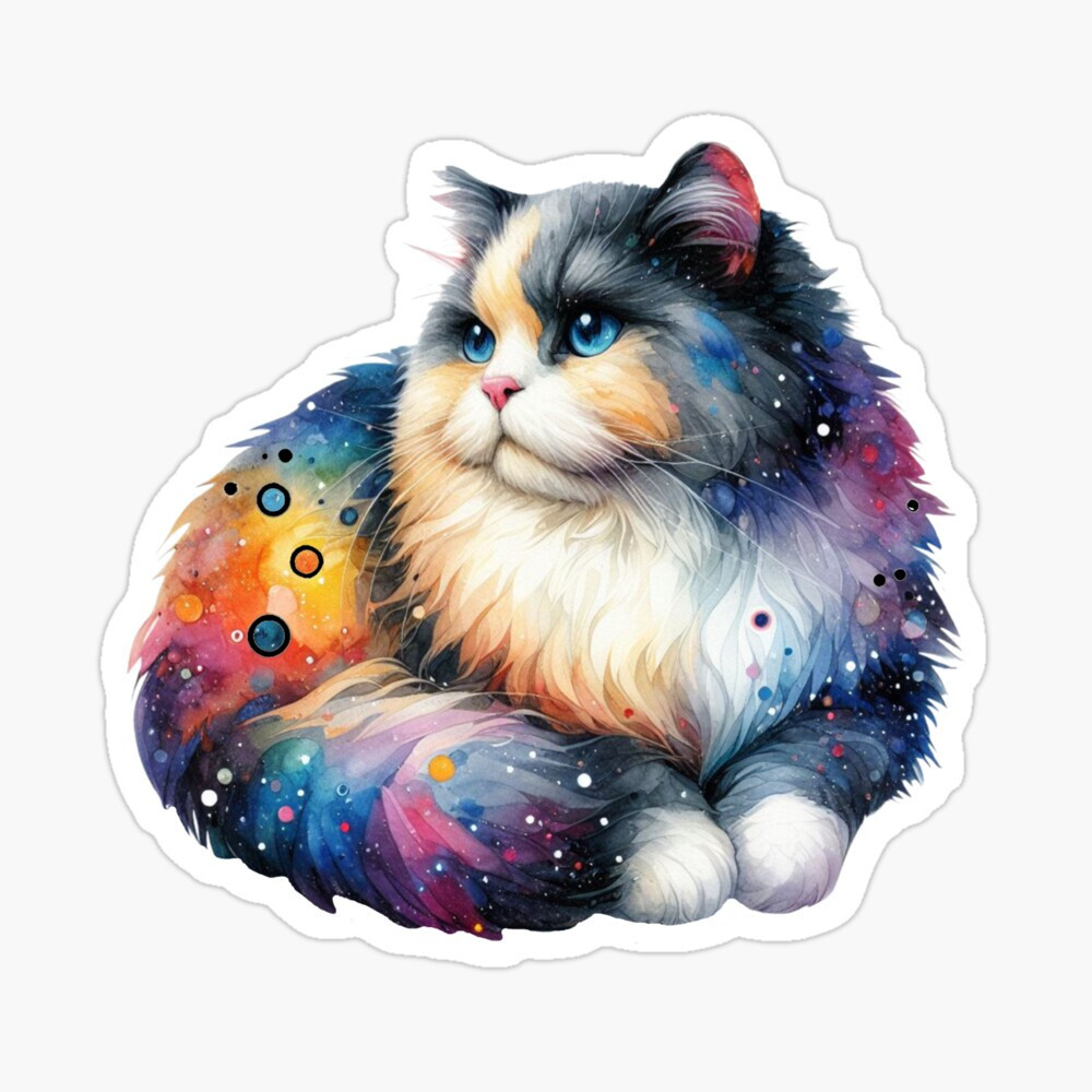 Galactic Kitty Sticker C Autumn Trapp Original Art 3" x 3"