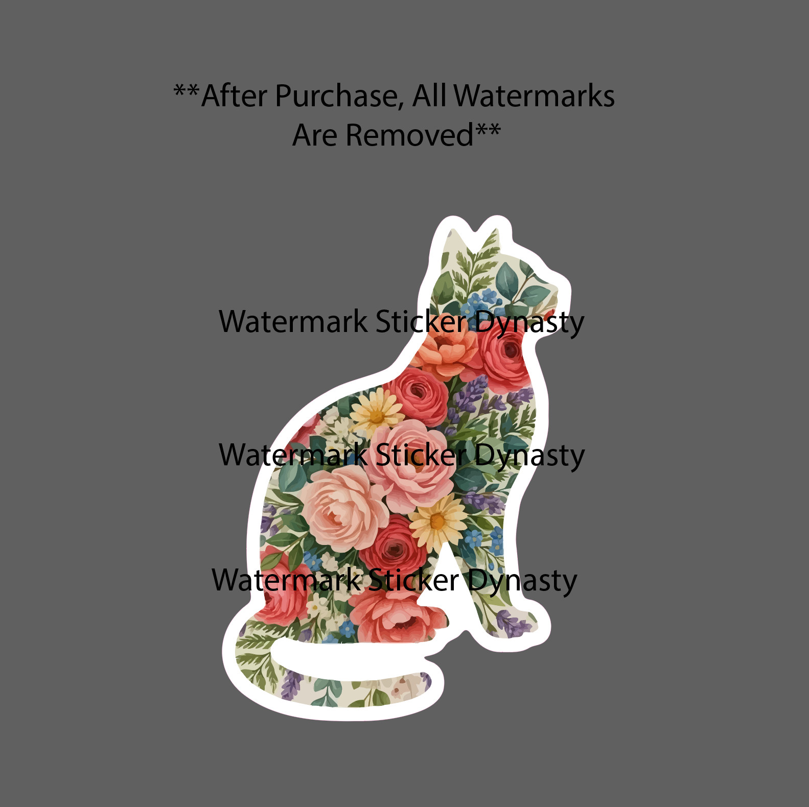 Cat Sticker Waterproof Decal Flower Floral Designs Ornate Animal Cute Gift NEW