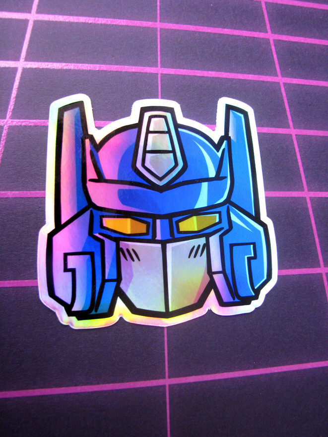 G1 Toy Head Prime Holographic Sticker Metallic Robot Laptop Skateboard Decal