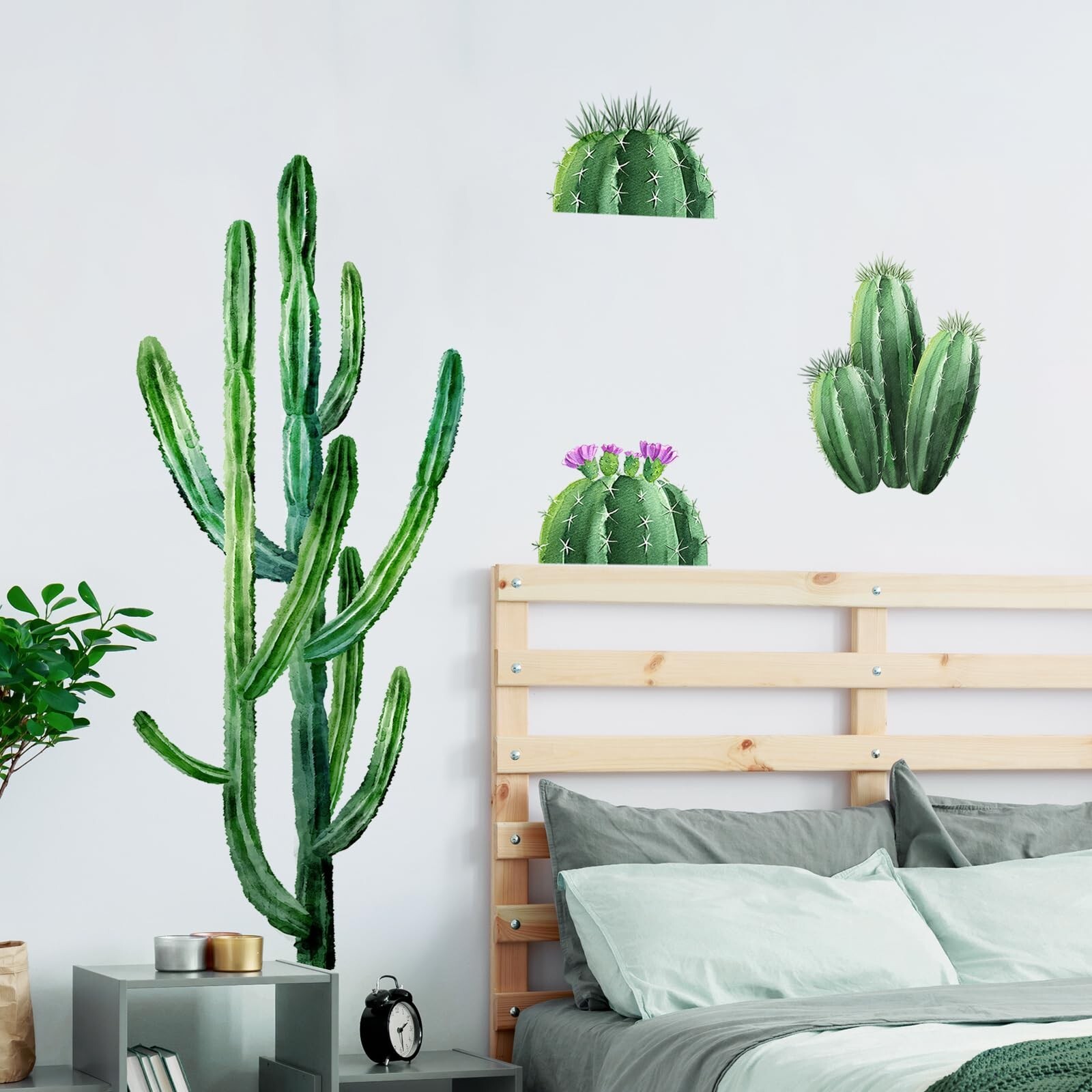 Supzone Giant Cactus Wall Stickers Tropical Cacti Green Plants Wall Decals Cr…