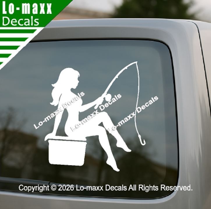 Mudflap Fishing Girl Die Cut Vinyl Decal High Performance Truck Car Sticker