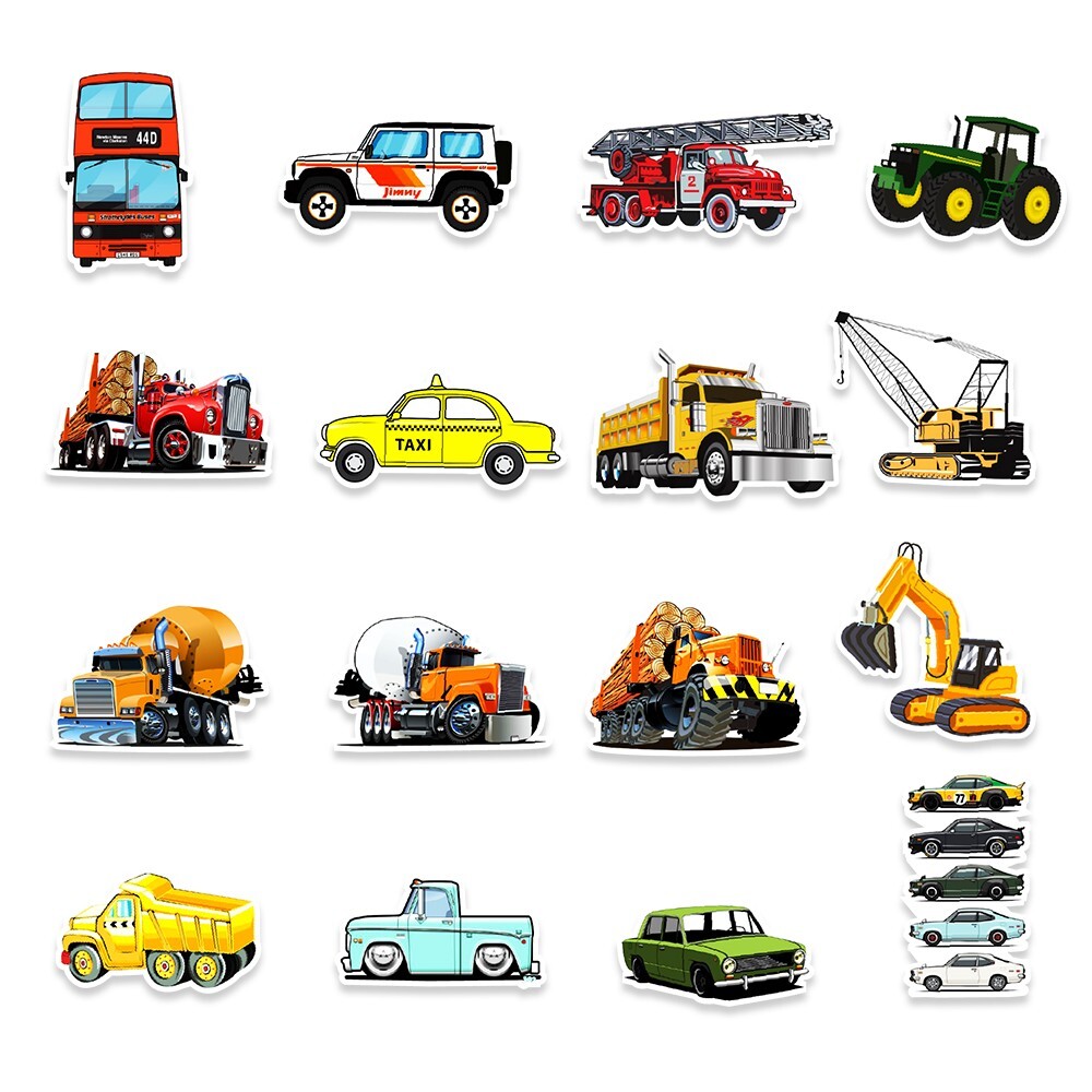 50 Pcs Stickers Vehicle Trucks Cars Fridge Luggage Skateboard Phone Laptop Vinyl