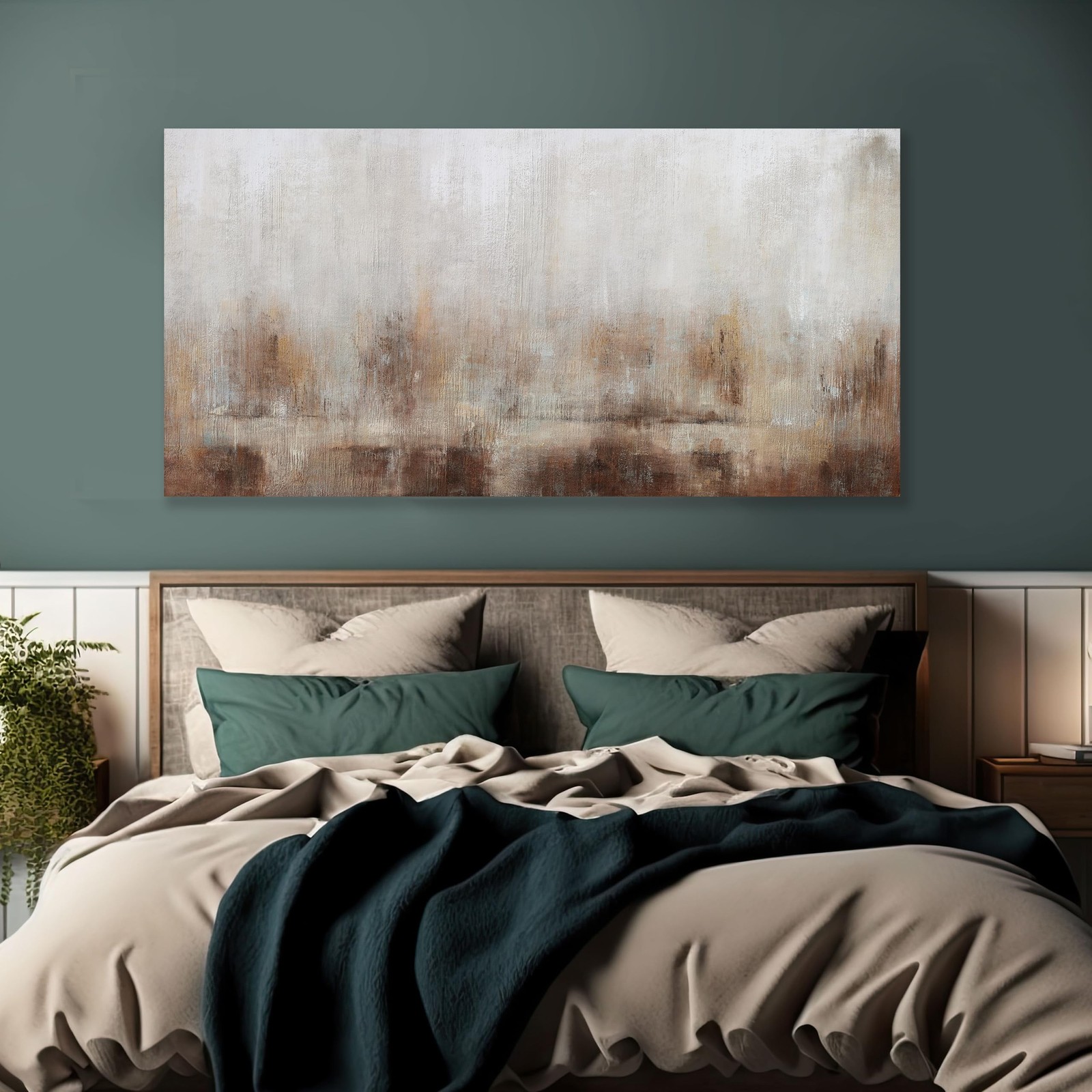 Abstract Wall Art Home Decor Wall Brown Canvas Print Wall Art Framed Modern A…