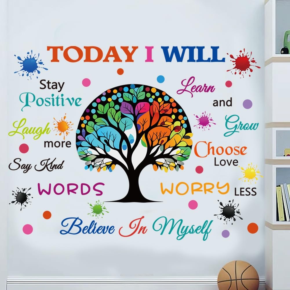 Colorful Inspirational Wall Decals Motivational Quote Today I Will Wall Stick…