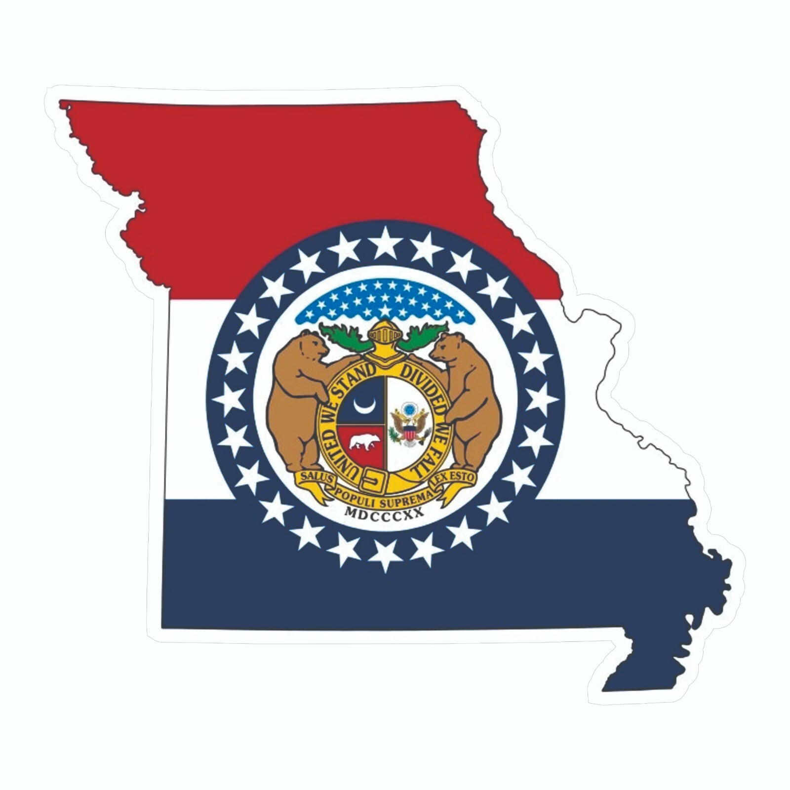 Missouri State Map Outline with Flag Sticker, Decal, Vacation Sticker