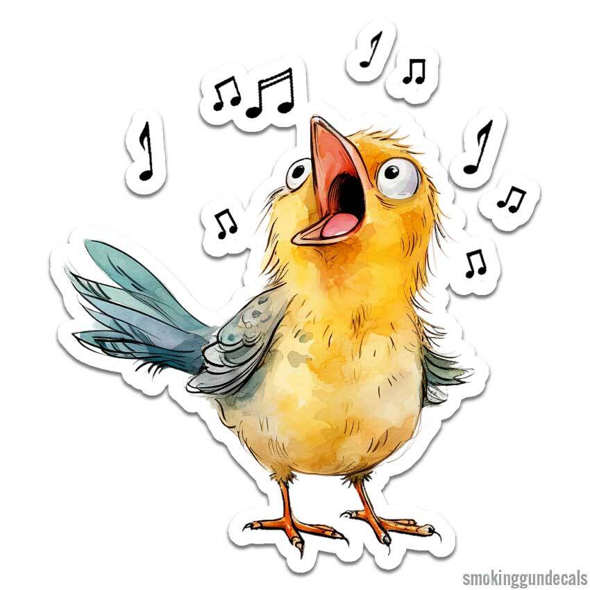 Singing Canary Bird, Vinyl Decal Sticker, Indoor Outdoor, 3 Sizes, #12519