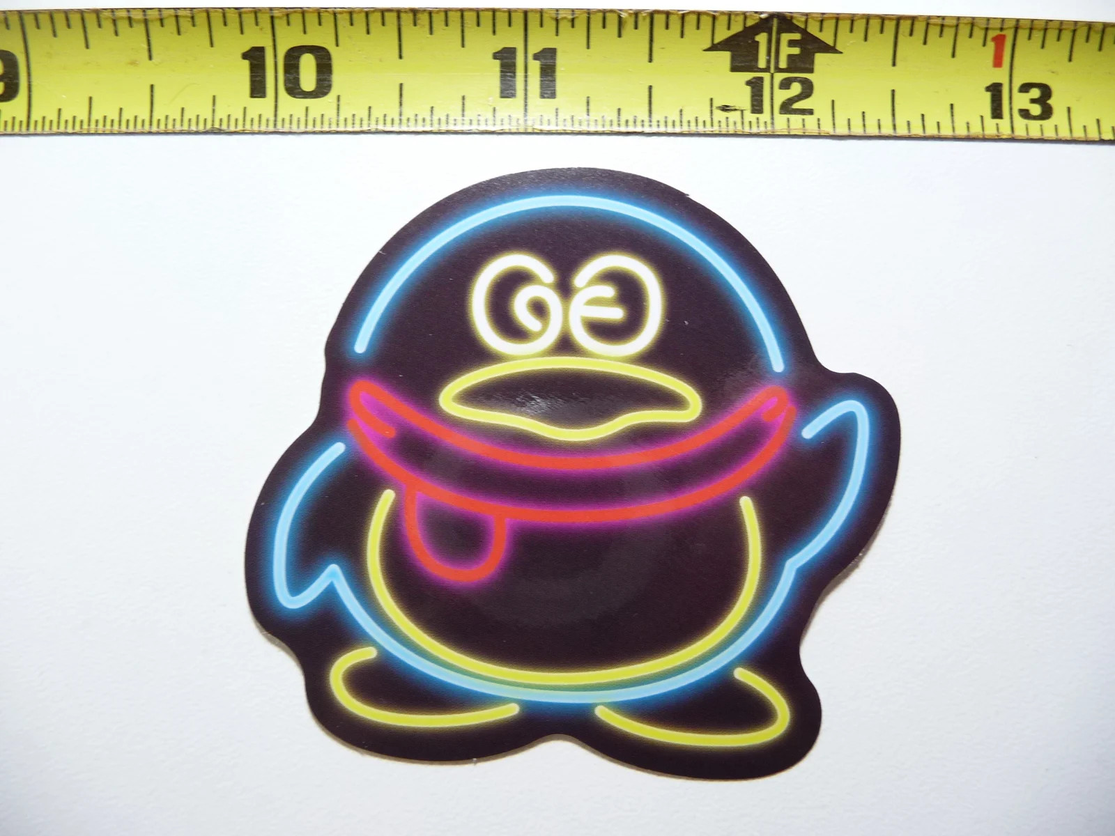 NEON SMALL STICKER DECAL PENGUIN WITH SCARF LAPTOP FUNNY DECORATION