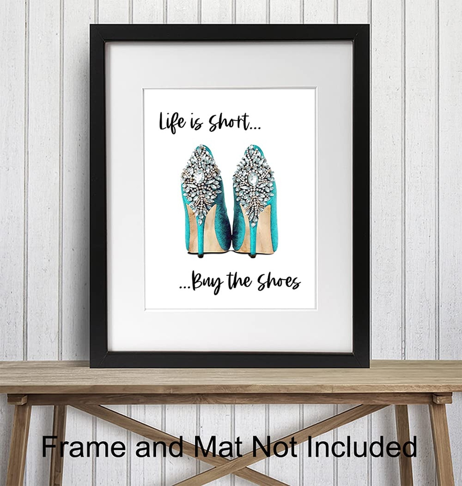 Life Is Short Buy The Shoes – Light Blue Designer Wall Decor – Glam Wall Deco…