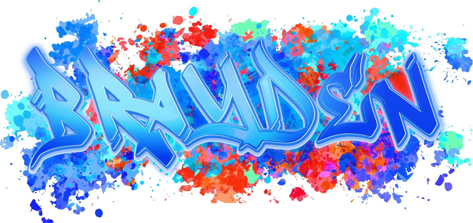 Ink Splatter Blue-Tone Custom Personalized Name Wall Sticker Decal Home Decor Ar
