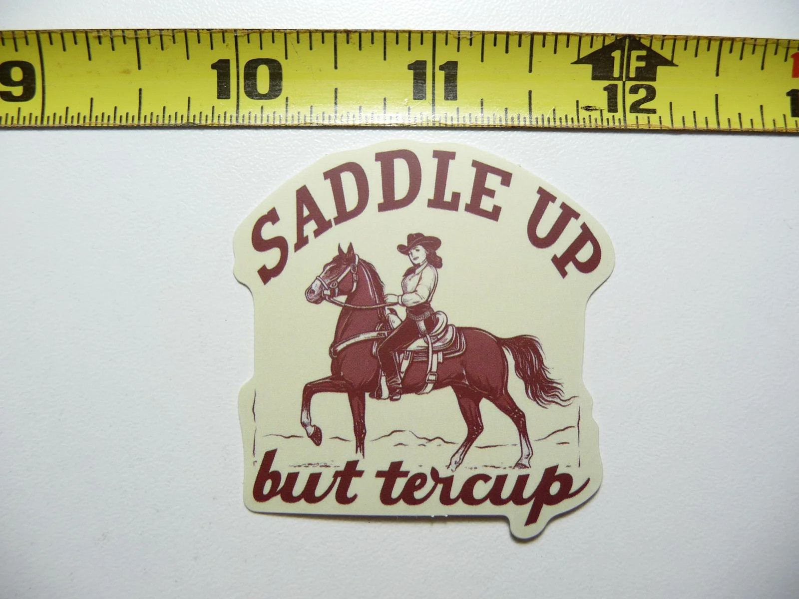 SADDLE UP BUTTERCUP HORSE SMALL STICKER DECAL COUNTRY WESTERN THEME