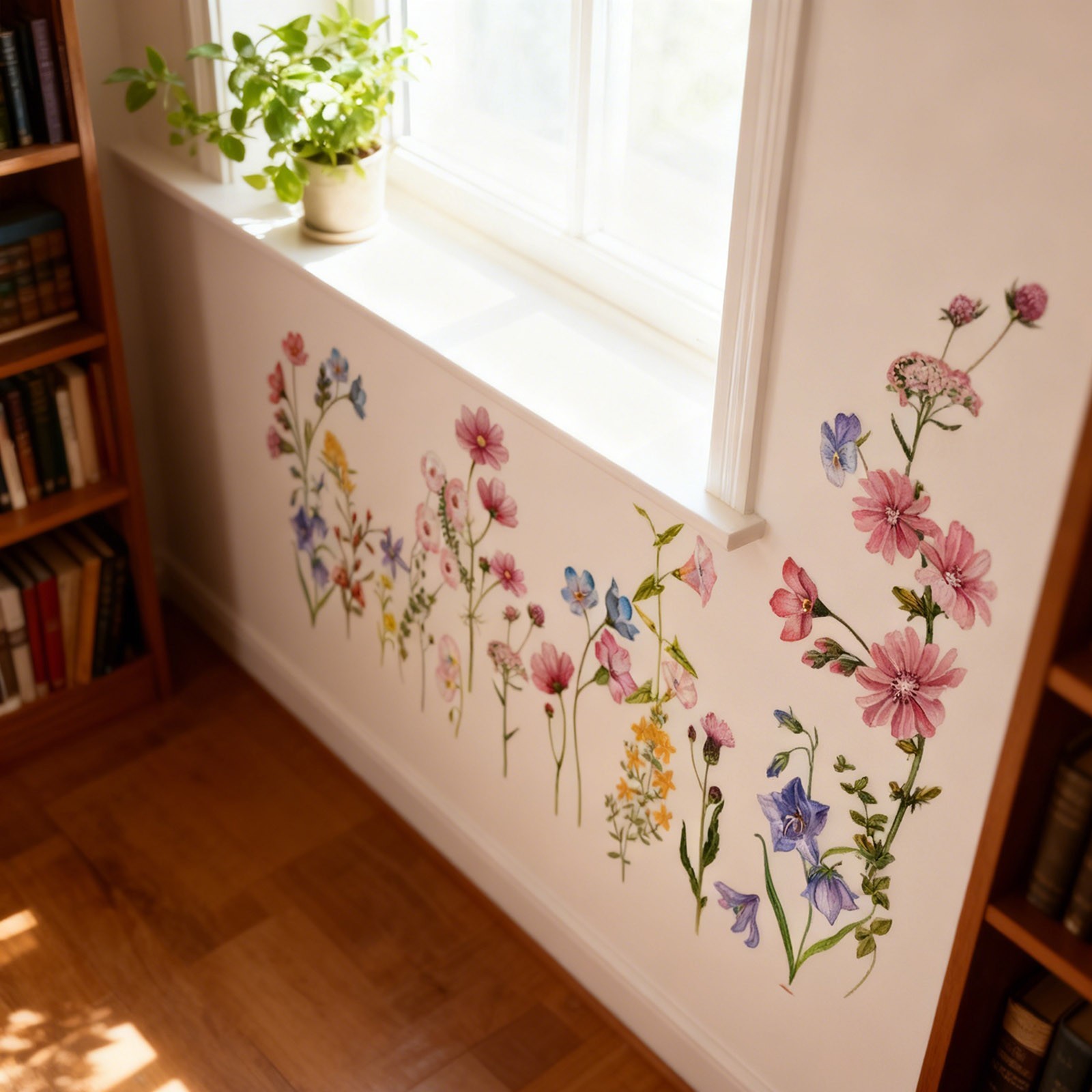 Waterproof Wall Stickers Art Stickers Bedroom Floral Sticker Green Plant