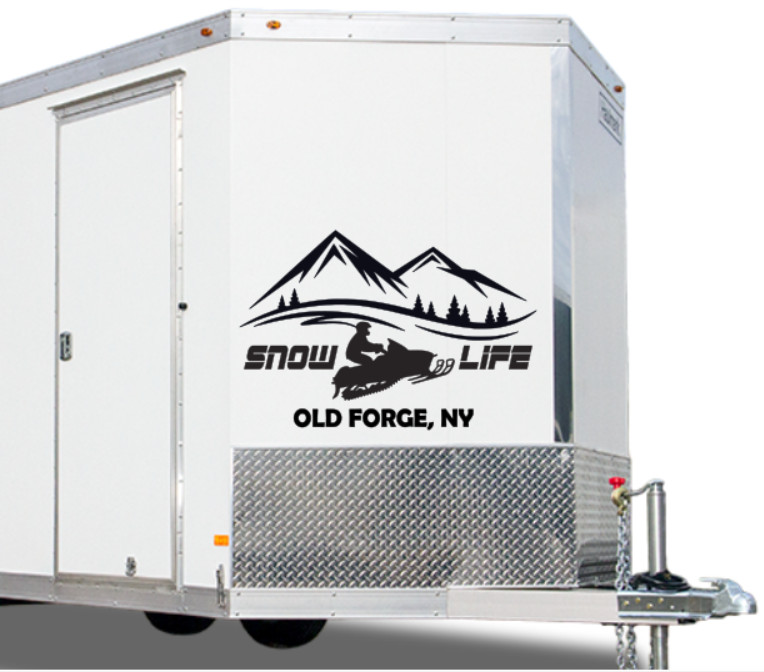 CUSTOM Snowmobile Trailer Decal Sticker Car Truck Sled Life Mountain Adirondacks