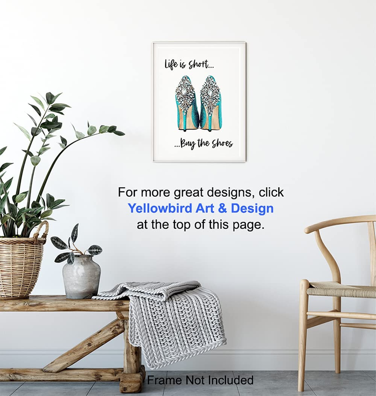 Life Is Short Buy The Shoes – Light Blue Designer Wall Decor – Glam Wall Deco…