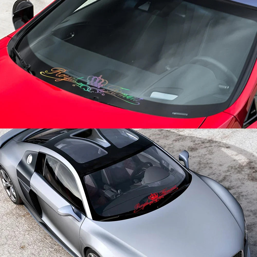 Aftermarket Crown Art Front Windshield Vinyl Sticker – Universal Fit | Car Styli