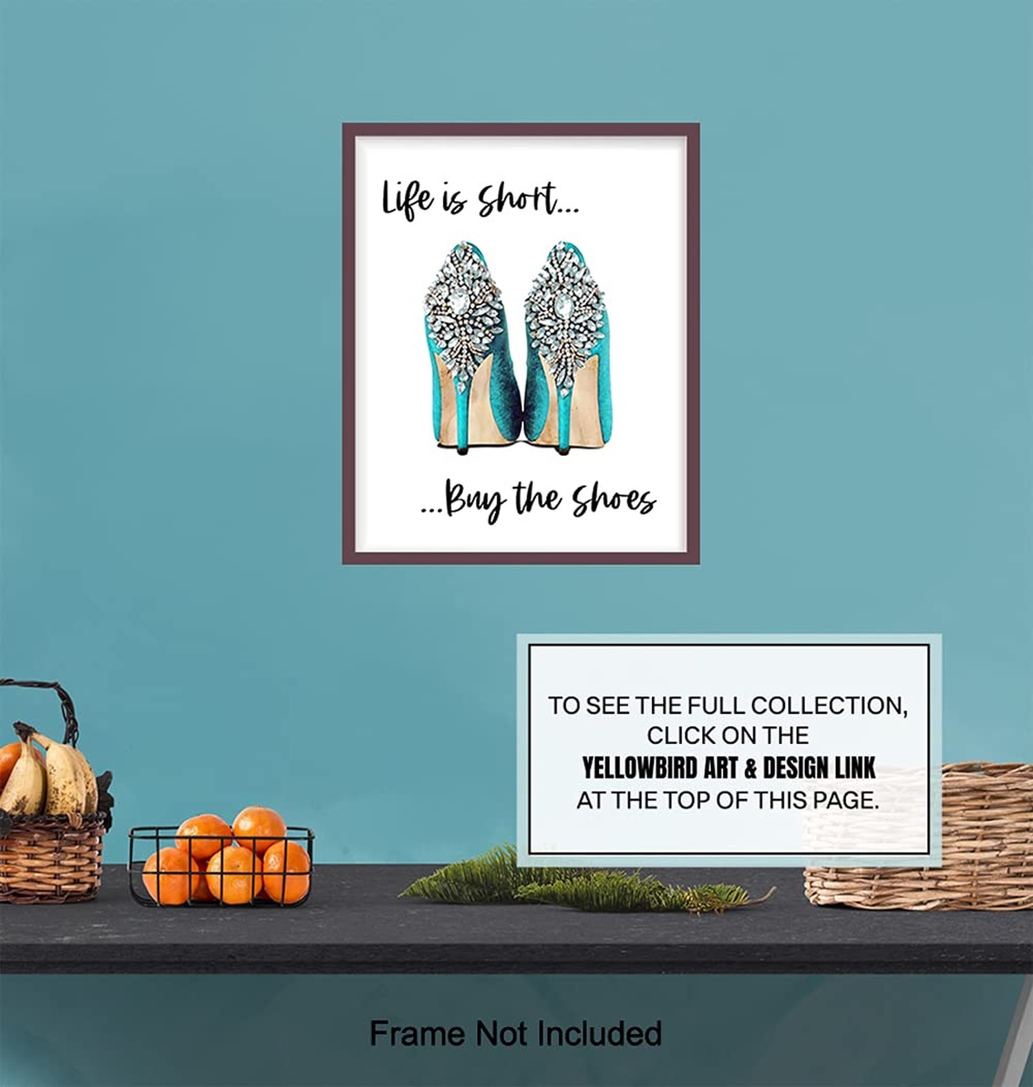 Life Is Short Buy The Shoes – Light Blue Designer Wall Decor – Glam Wall Deco…