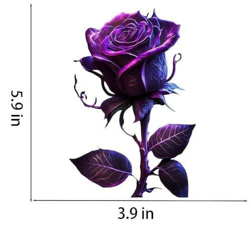2 PCS Purple Rose Waterproof Vinyl Decals Floral Design for Car Truck Bumper