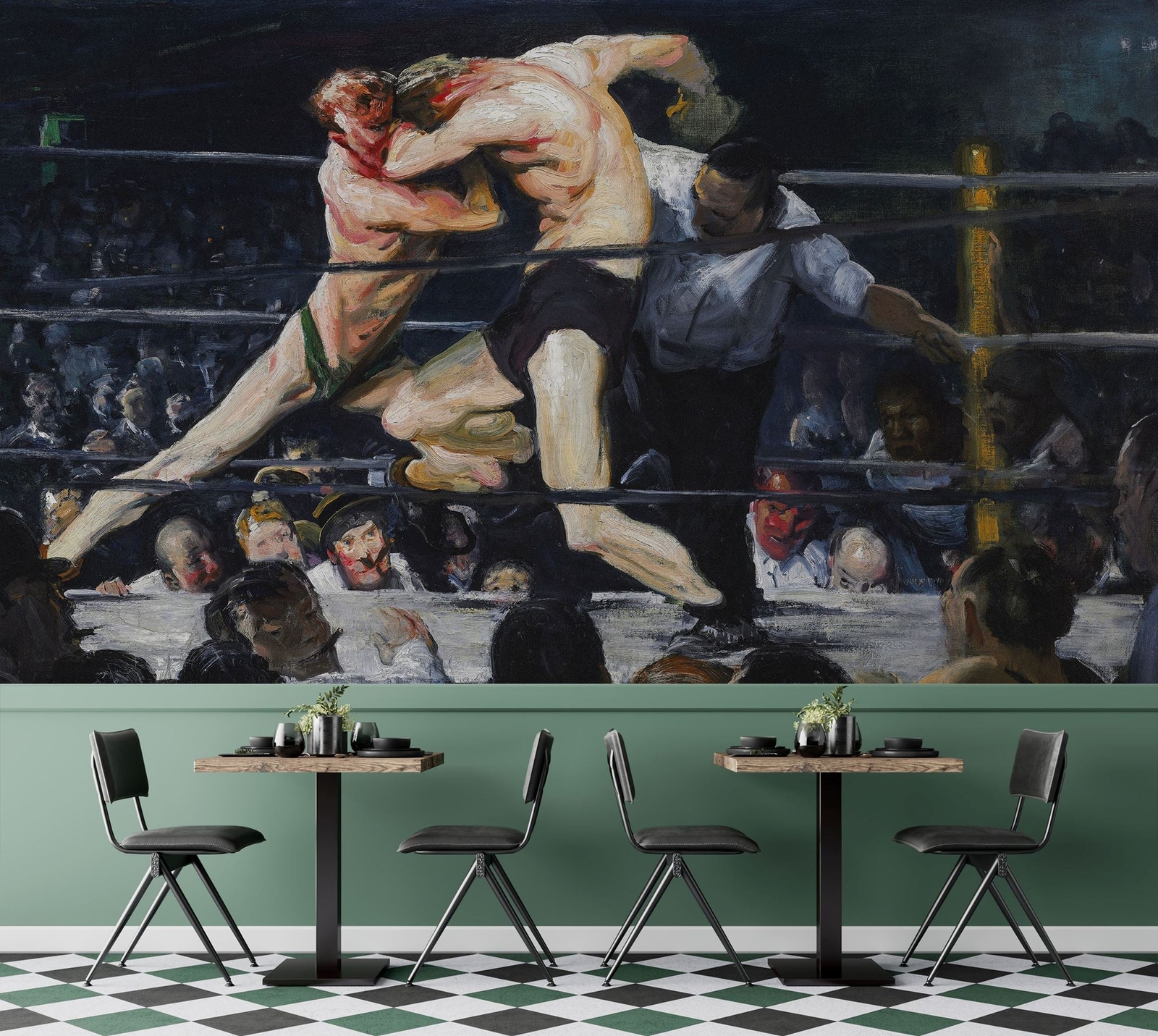 Boxing Match Painting Artwork Wall Mural. Stag at Sharkey's (1909) painting by G