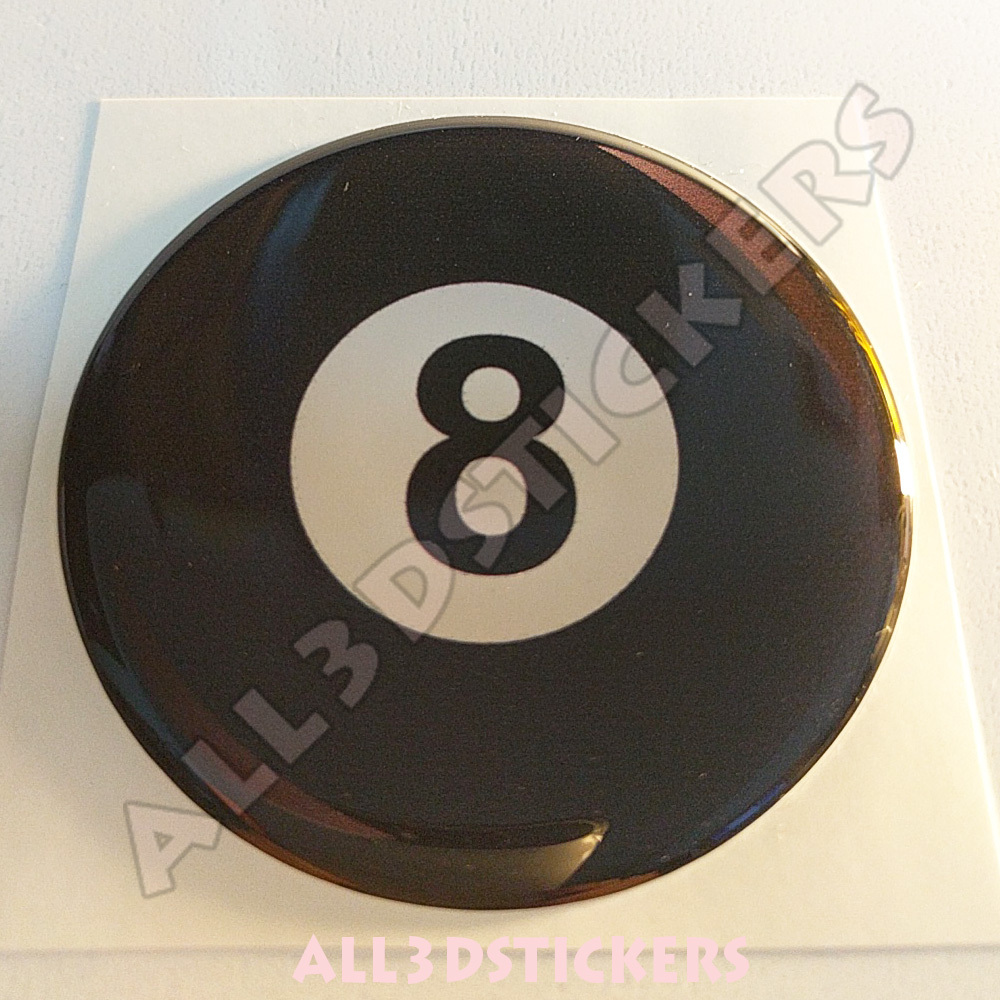 Sticker Billiard Ball Number Eight 8 Luck Adhesive Decal Resin Domed Car 3D