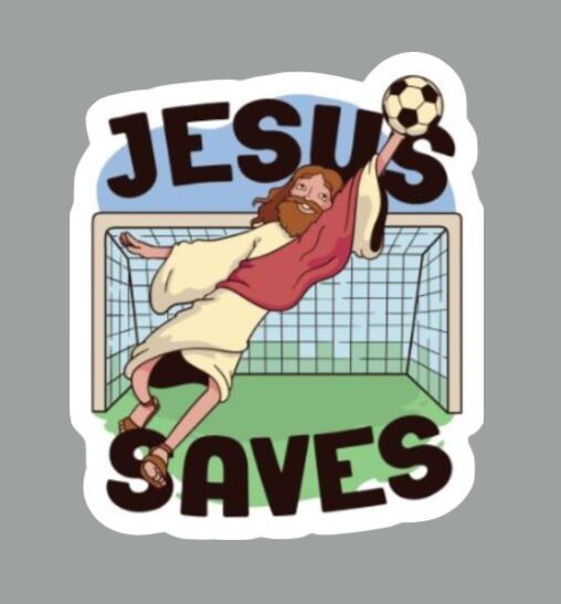 Jesus Saves Soccer Goalie Die Cut Glossy Fridge Magnet