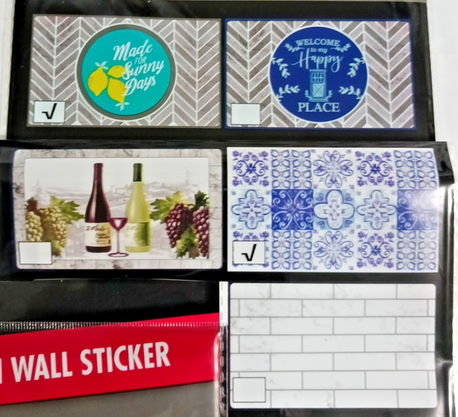 Foil backsplash large wall stickers. 17.7 x 29.5 inches. Lot of 5 patterns. NEW