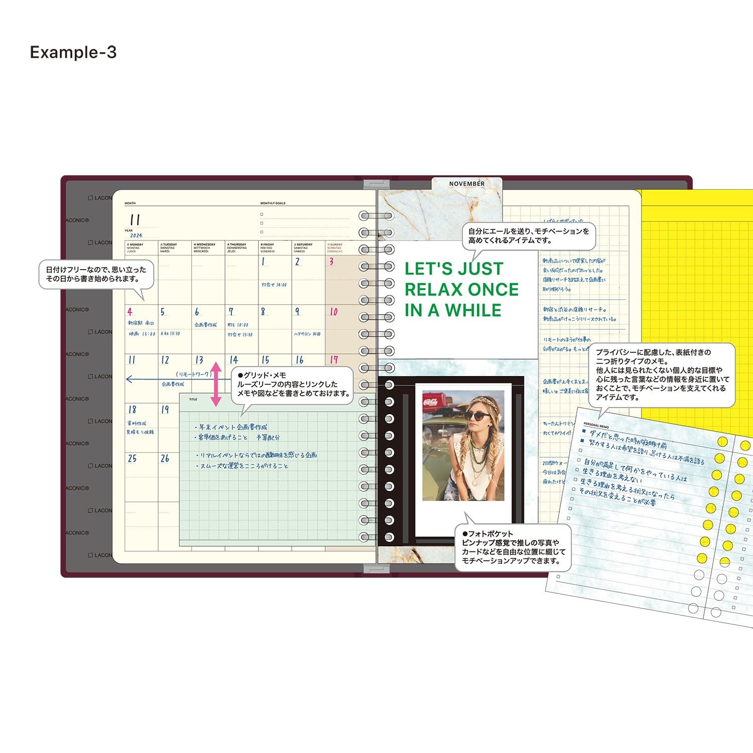 Laconic Loose-Leaf Monthly Calendar, Date Free, FLEX LFX-E03