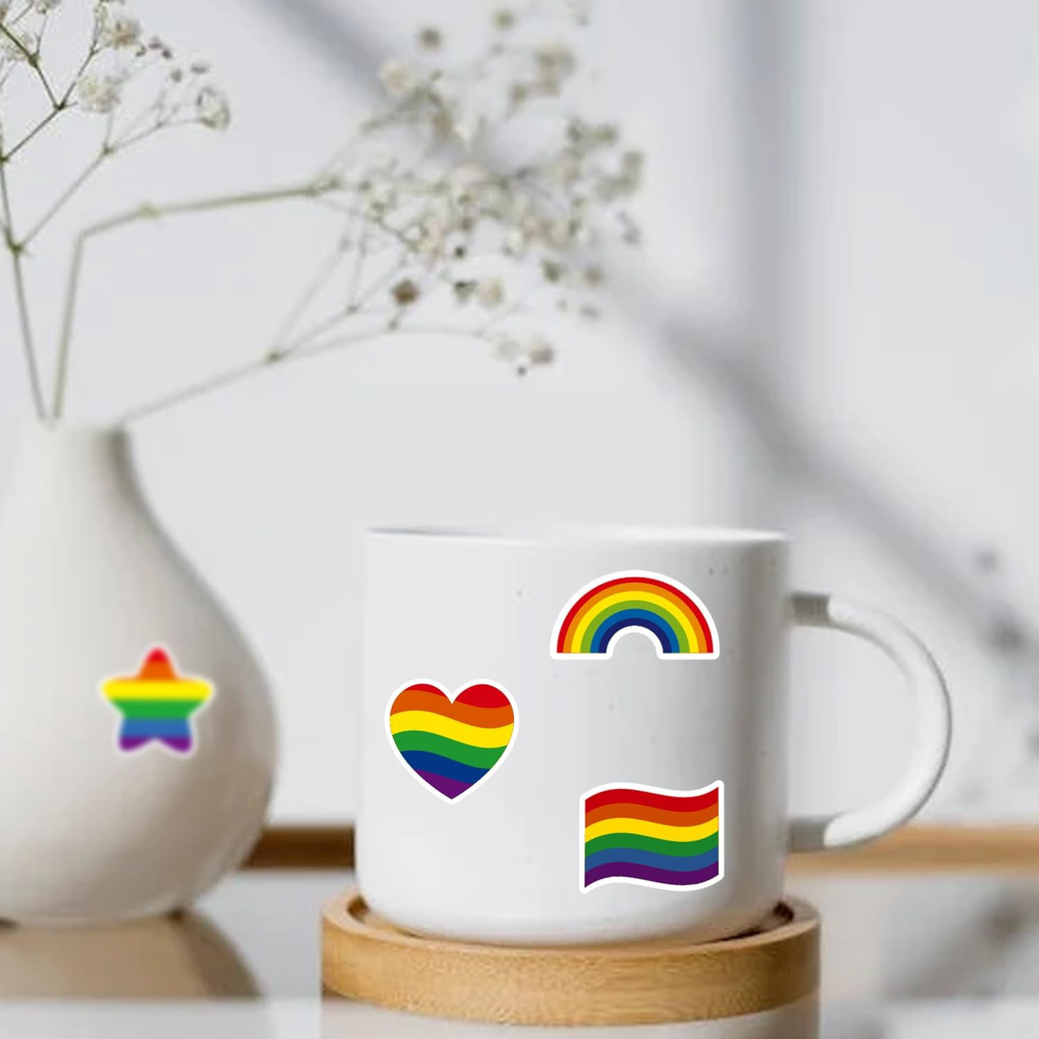 500 PCS Pride Stickers,Progress Pride Rainbow Heart Stickers for Gay Lesbian Bis