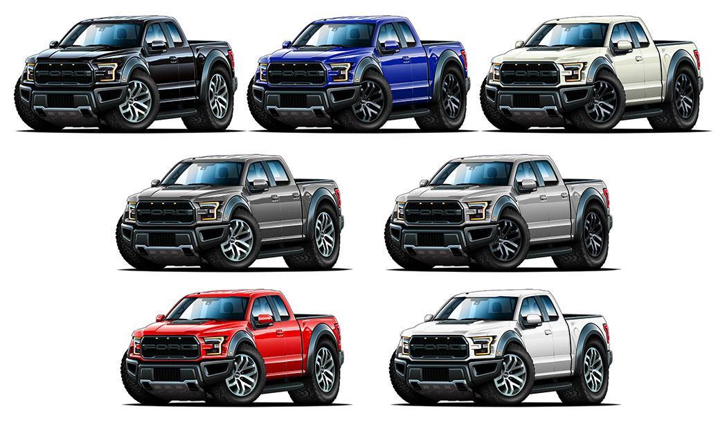 2017-20 Ford Raptor F150 Pickup Truck Car-toon Wall Art Graphic Sticker