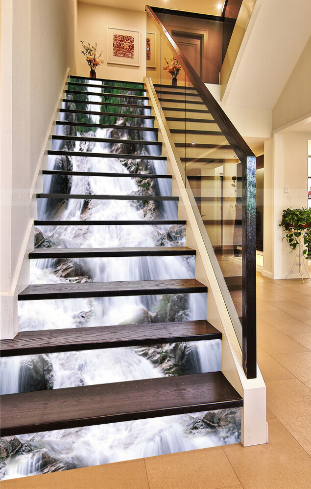 3D Waterfall River AZ328 Stair Risers Decoration Mural Vinyl Wallpaper Kay