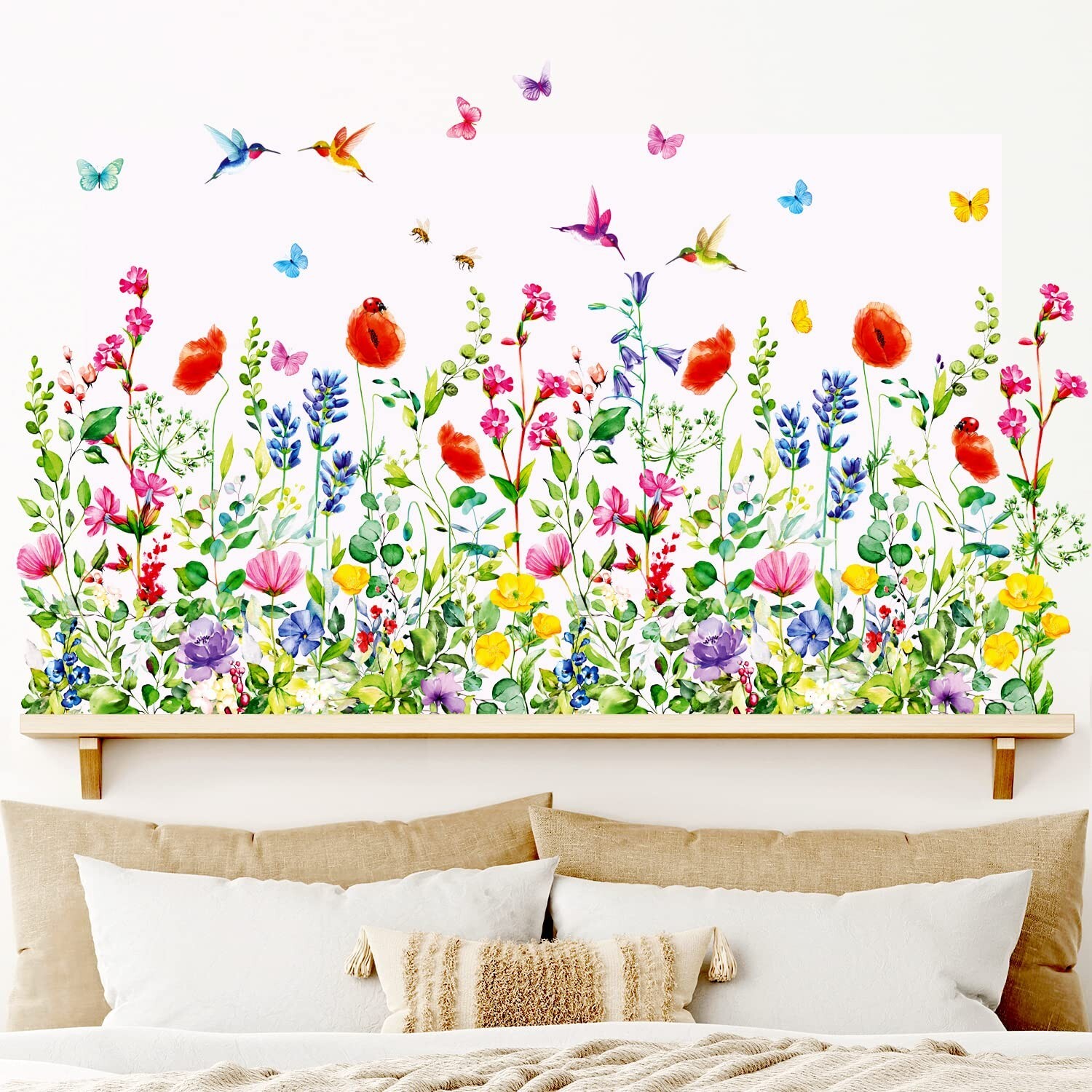 DECOWALL SG2-2114 Garden Flower Wall Stickers Birds Plants Floral Decals Remo…