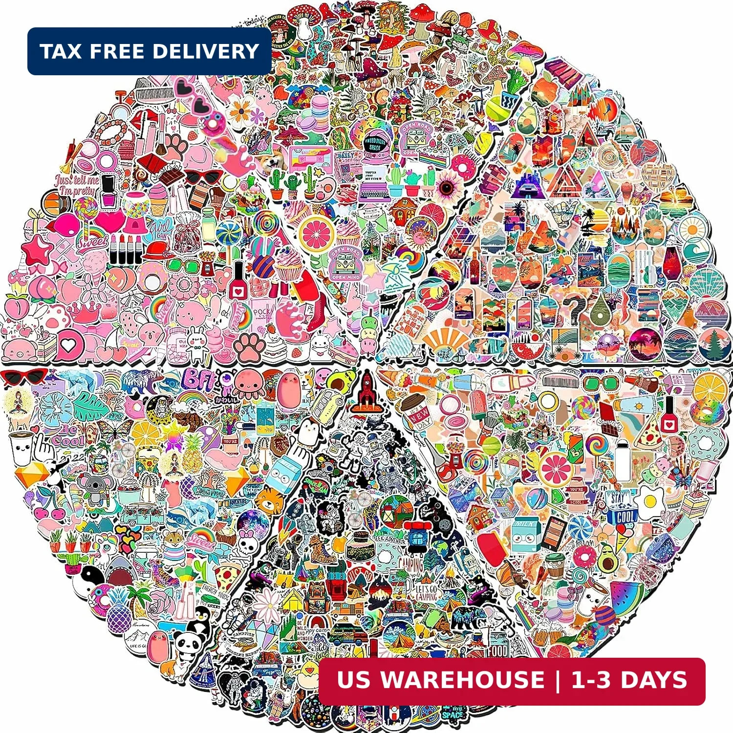 Arme 600 PCS Stickers Pack，Cute Colorful Waterproof Stickers，Vinyl Art Stickers.
