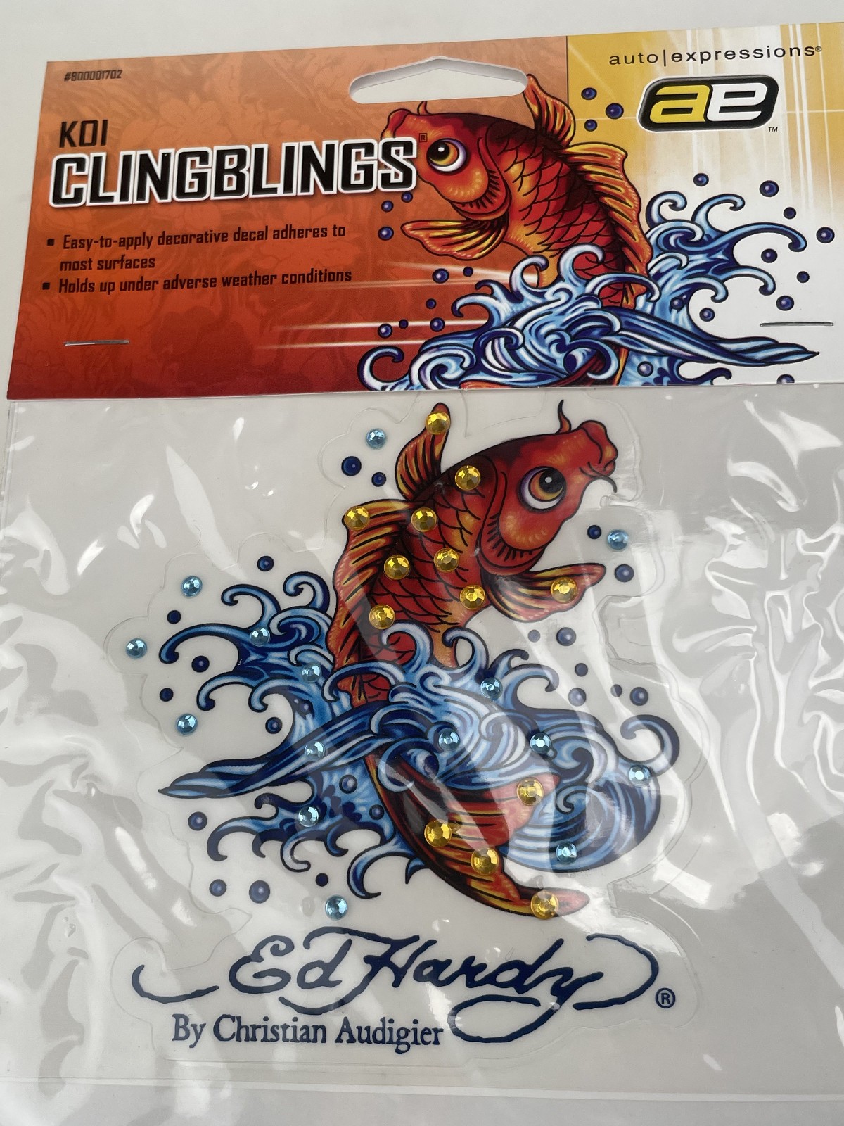 2 Ed Hardy Koi Crystal Decal Emblem Sticker Auto Notebook Cellphone Luggage Car