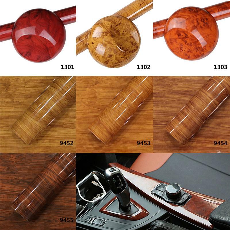 High Gloss Wood Grain Vinyl for Car Interior Furniture Countertop Wrap Sticker