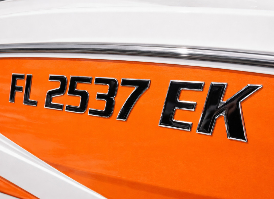 Domed Boat Registration Numbers – Raised Marine-Grade Decals | Sport Black