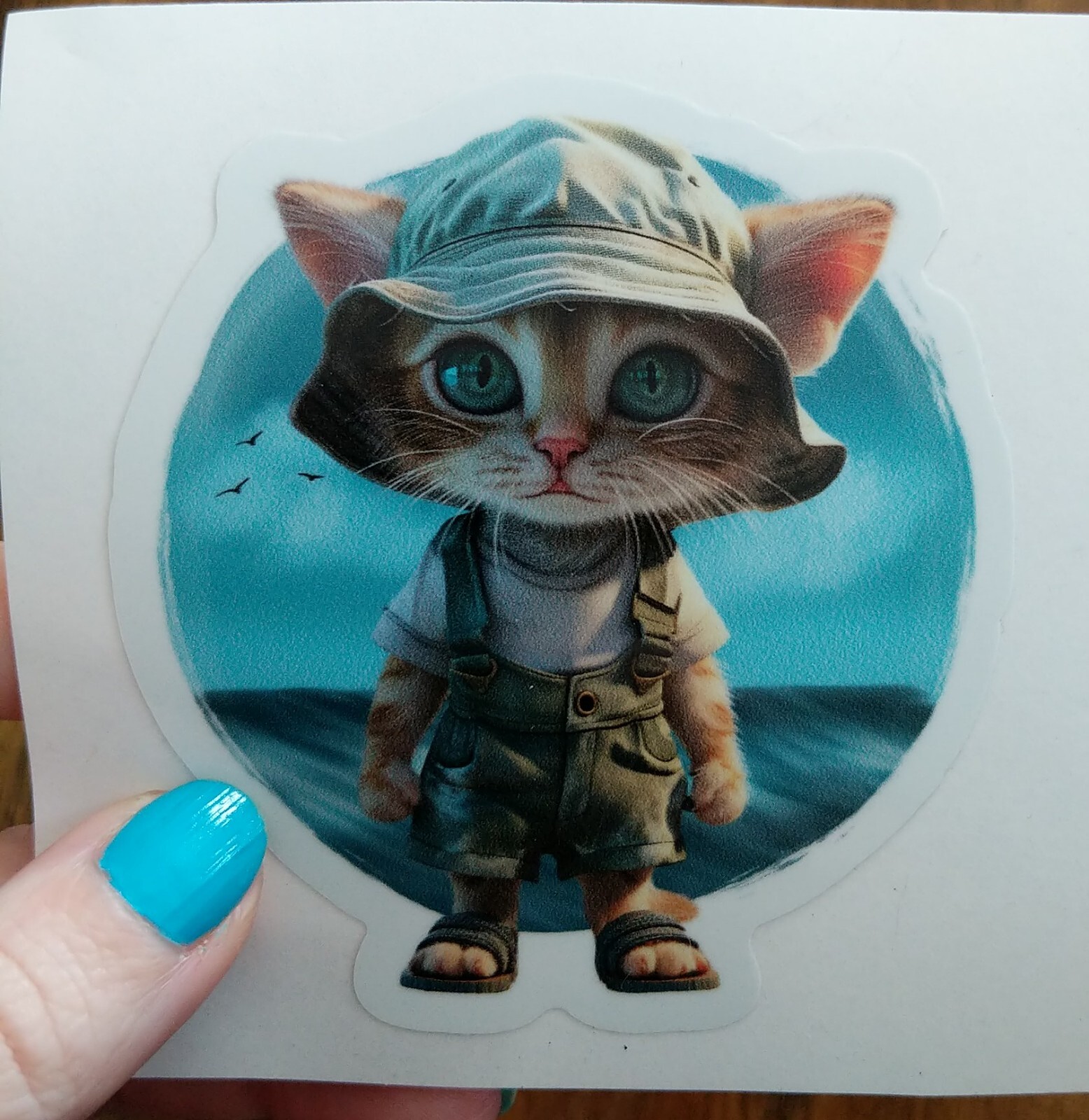 3.5" Kitten in Bucket Hat Decal Vinyl Sticker Ocean Cat Beach Pet Summer Meow