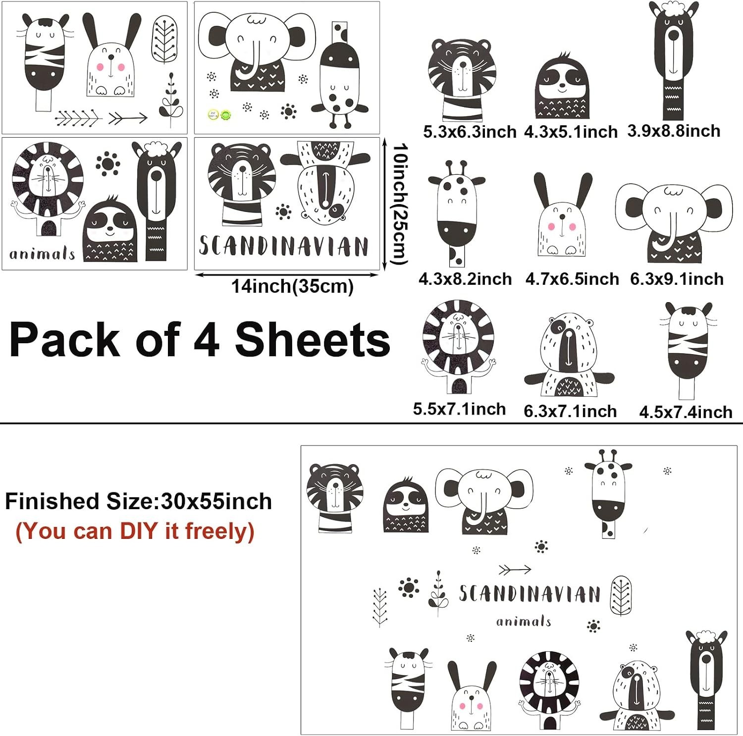 Wall Decal Jungle Animals Sticker Safari Jungle Wall Art Kids Room Decor