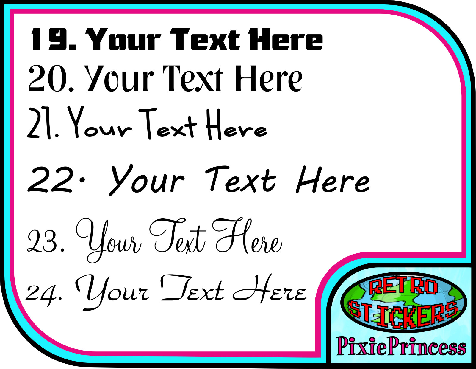 Custom Bespoke Sticker Vinyl Decal Business Logo Advertise Wall Art Quote Text