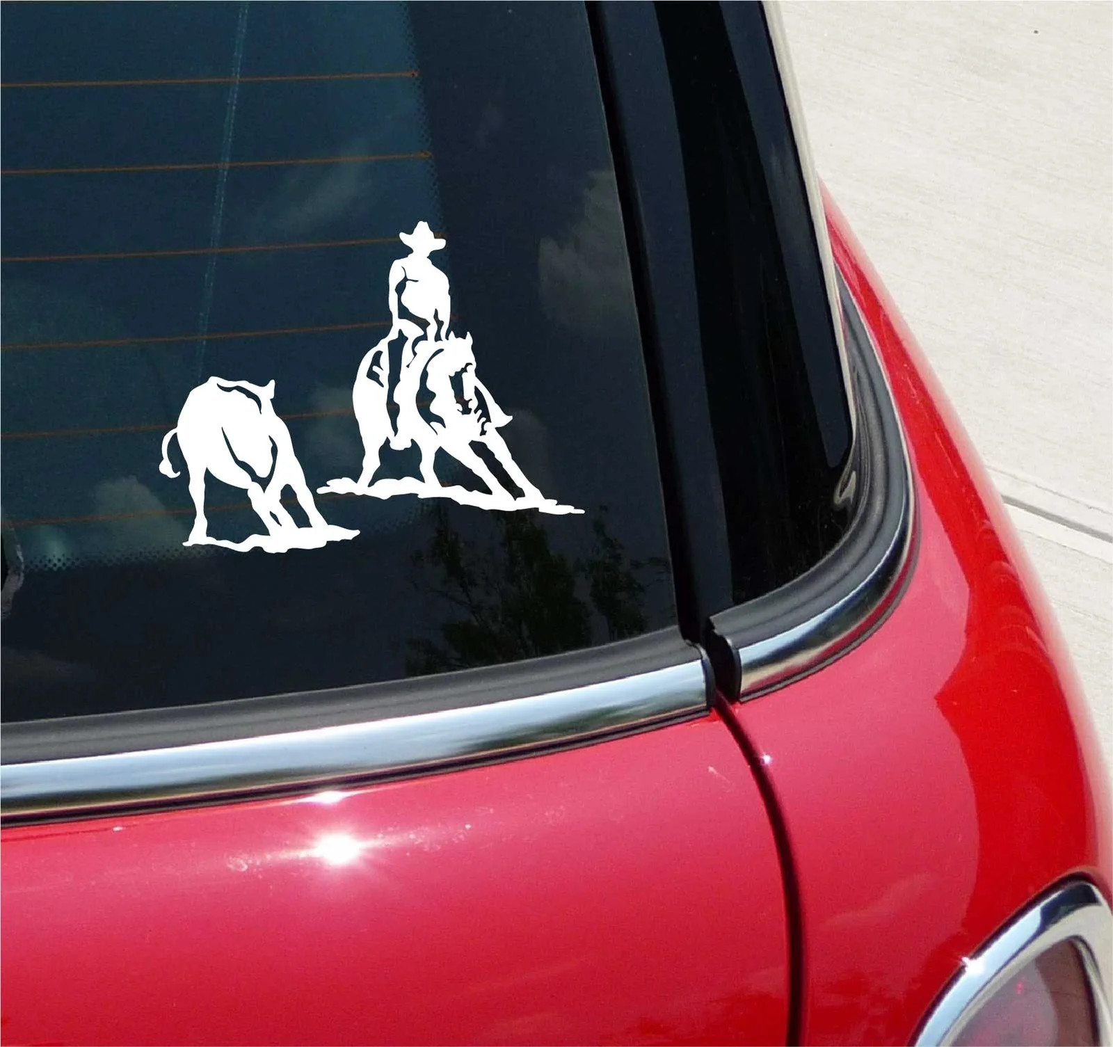 CUTTING HORSE RODEO COWBOY COWGIRL GRAPHIC DECAL STICKER ART CAR WALL DECOR