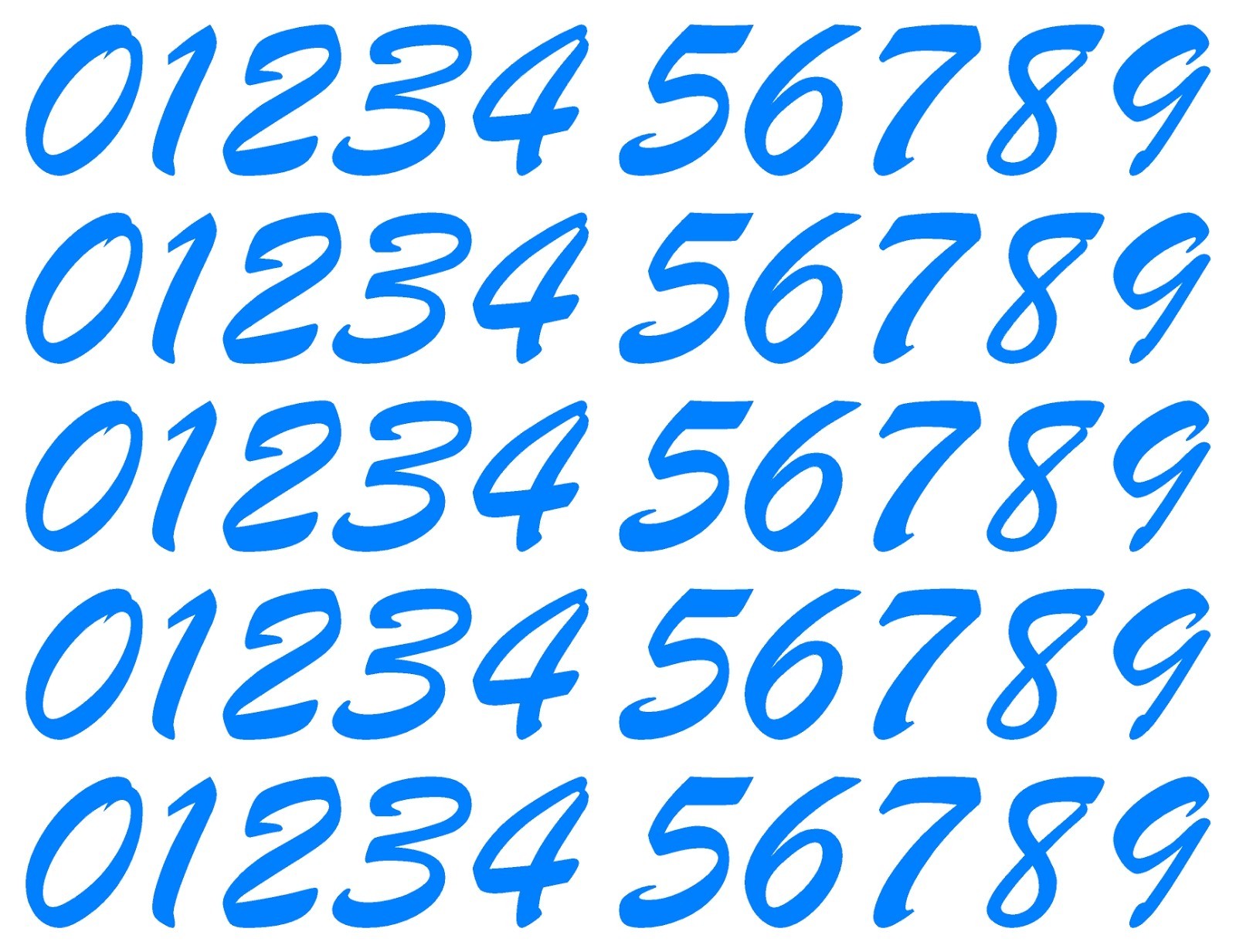 0 1 2 3 Numbers Script Die Cut Vinyl Decals Waterproof Many Colors and Sizes