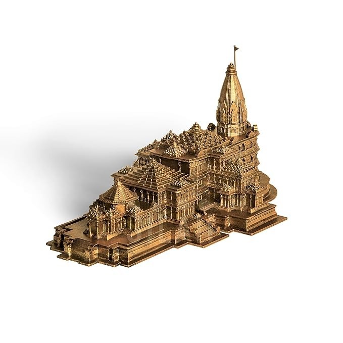 Ayodhya Ram Mandir Replica Sculpture – 6 Inch Antique Bronze – Ideal for Home